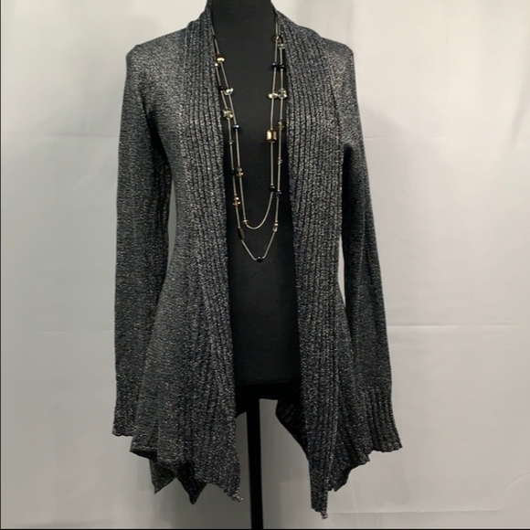 Belldini Plus Size Metallic Silver Cardigan - 2X - Picture 4 of 9